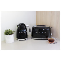 SMEG Toaster 2-Schlitz kompakt 50s Style TSF01BLEU, Schwarz, Hochglanz