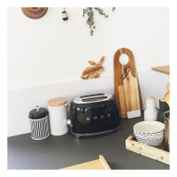 SMEG Toaster 2-Schlitz kompakt 50s Style TSF01BLEU, Schwarz, Hochglanz