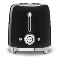 SMEG Toaster 2-Schlitz kompakt 50s Style TSF01BLEU, Schwarz, Hochglanz