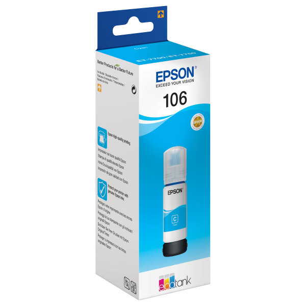 Epson Tinte 1LB 106 EcoTank Cyan ink bottle