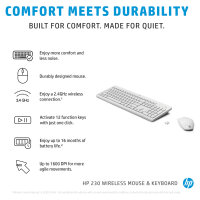HP Tastatur+Maus 230 Kabellos Weiß Deutsch