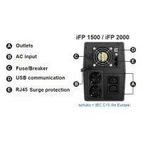 FSP iFP2000 Tower Line-interactive UPS 2000VA 1200W 2xSCHUKO 2xIEC 2x12V/9AH LCD