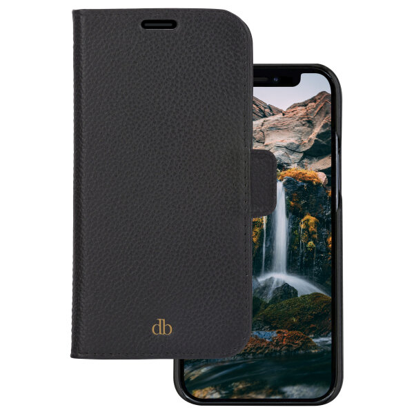 dbramante1928 New York - Flip-Hlle fr Mobiltelefon - 2-in-1 - Vollnarbenleder - Night Black - fr Apple iPhone 11, XR