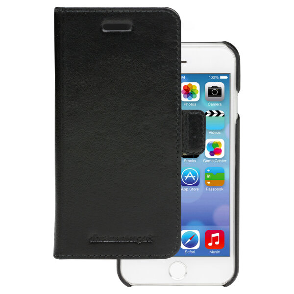 dbramante1928 Lynge - Flip-Hlle fr Mobiltelefon - genarbtes Leder - Schwarz - fr Apple iPhone 6, 6s, 7, 8, SE (2. Gen)