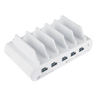 GoodConnections USB Desktop Schnellladestation 110W 10-Port 5xUSB-C/5xUSB-A QC3.0 Weiß