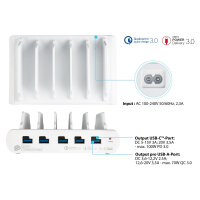 GoodConnections USB Desktop Schnellladestation 110W 10-Port 5xUSB-C/5xUSB-A QC3.0 Weiß