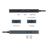 D TARGUS HyperDrive Flex 8 Port USB-C Hub Black