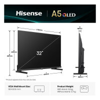 80,0cm/32" (1920x1080) Hisense 32A5NQ 16:9 QLED 60Hz...
