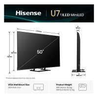 126,0cm/50" (3840x2160) Hisense 50U7Q 16:9 Mini LED...