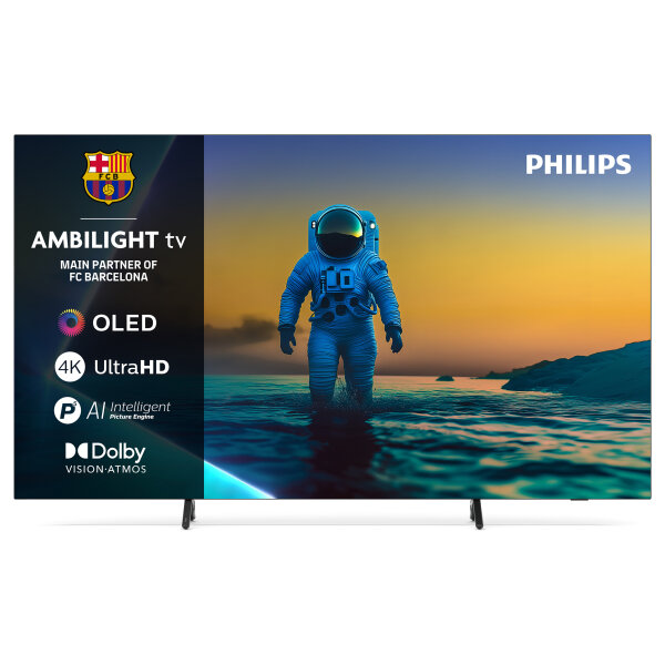 194cm/77" (3840x2160) Philips 77OLED810/12 16:9 OLED 144Hz 4x HDMI 2.1 2x USB LAN WLAN Ambilight Google TV HDR10+ Dolby Vision Black