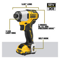 DEWALT Akku-Schlagschr. (1/4"). 12V / 2Ah