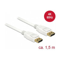 DELOCK Kabel Displayport 1.2 Stecker > Displayport Stecker 4K 60 Hz 1.5 m weiss