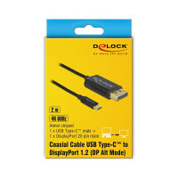 DELOCK USB Kabel Type-C zu DisplayPort DP Alt Mode 4K 60Hz 2m koaxial