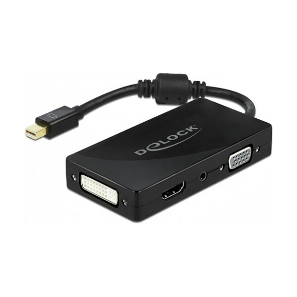 DELOCK Mini DisplayPort 1.2 Adapter zu VGA / HDMI / DVI / Audio Buchse 4K Passiv schwarz
