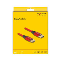 DELOCK DisplayPort Kabel 16K 60 Hz 1m rot Metall