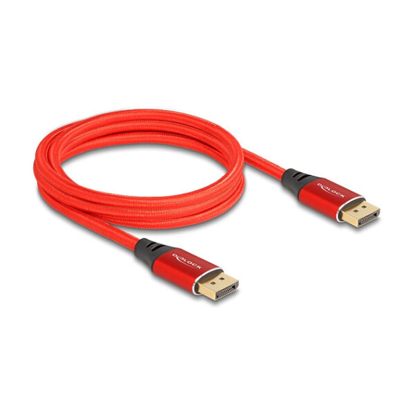 DELOCK DisplayPort Kabel 16K 60 Hz 2m rot Metall