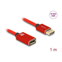 DELOCK DisplayPort Verlngerungskabel 8K 60 Hz 1 m rot Metall ohne Einrastfunktion