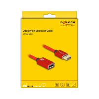 DELOCK DisplayPort Verlngerungskabel 8K 60 Hz 1 m rot Metall ohne Einrastfunktion
