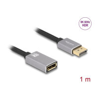 DELOCK DisplayPort Verlngerungskabel 8K 60 Hz 1 m grau Metall ohne Einrastfunktion