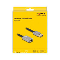 DELOCK DisplayPort Verlngerungskabel 8K 60 Hz 1 m grau Metall ohne Einrastfunktion