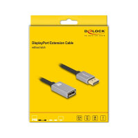 DELOCK DisplayPort Verlngerungskabel 8K 60 Hz 2 m grau Metall ohne Einrastfunktion