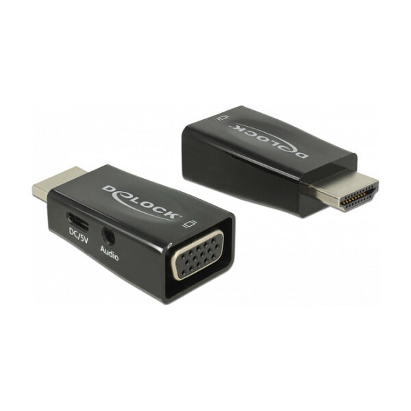 DELOCK Adapter HDMI-A Stecker > VGA Buchse mit Audio