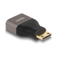 DELOCK HDMI Adapter Mini-C Stecker zu A Buchse 8K 60 Hz grau Metall