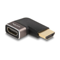 DELOCK HDMI Adapter Stecker zu Buchse 90 links gewinkelt 8K 60 Hz grau Metall