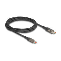 DELOCK USB 2.0 Daten- und Schnellladekabel USB Type-C Stecker zu Stecker PD 3.0 100 W mit Leistungsanzeige transparent 2m