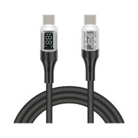 DELOCK USB 2.0 Daten- und Schnellladekabel USB Type-C Stecker zu Stecker PD 3.0 100 W mit Leistungsanzeige transparent 2m