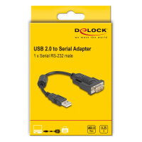 DELOCK Adapter USB 2.0 A > 1x Seriell DB9 RS-232 St/St...