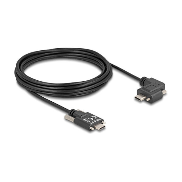 DELOCK USB 2.0 Kabel USB Type-C Stecker mit Schrauben zu USB Type-C Stecker mit Schrauben gewinkelt links / rechts PD 3.0 60 W 5m