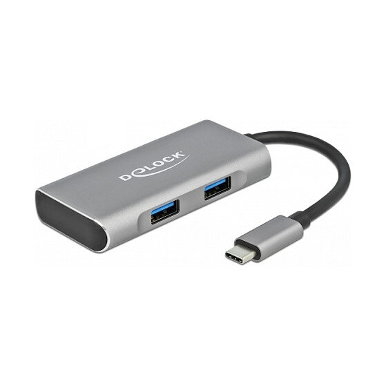 DELOCK Externer USB 3.2 Gen 2 USB Type-C Hub mit 2 x USB Typ-A und 2 x USB Type-C