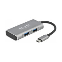DELOCK Externer USB 3.2 Gen 2 USB Type-C Hub mit 2 x USB Typ-A und 2 x USB Type-C