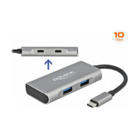 DELOCK Externer USB 3.2 Gen 2 USB Type-C Hub mit 2 x USB Typ-A und 2 x USB Type-C