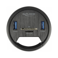 DELOCK 2 Port Tisch-Hub 2x SuperSpeed USB Typ-A und Card...