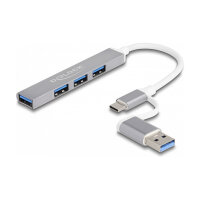 DELOCK 4 Port Slim USB Hub mit USB Type-C oder USB Typ-A...