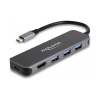 DELOCK 3 Port USB Hub und 4K HDMI Ausgang mit USB Type-C...