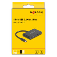 DELOCK USB 3.2 Gen 2 USB Type-C Hub mit 4 x USB Type-C Buchse - 10 Gbps