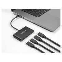 DELOCK USB 3.2 Gen 1 USB Type-C Hub mit 3 x USB Type-C Buchse + 1 x USB Type-C PD 100 Watt