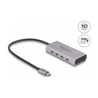 DELOCK USB 10 Gbps USB Type-C Hub mit 4 x USB Type-C Buchse + 1 x USB Type-C PD 85 Watt mit 30cm Anschlusskabel