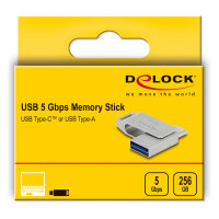 STICK HUB DELOCK USB 5 Gbps USB-C + Typ-A Speicherstick 256GB - Metallgehuse