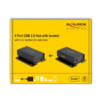 DELOCK 4 Port USB 2.0 Isolator Hub mit 5 kV Isolation fur Datenleitung