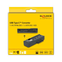 DELOCK USB Type-C Konverter fur 1 x M.2 SSD oder 1 x SATA SSD / HDD