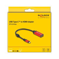 DELOCK USB Type-C zu HDMI Adapter DP Alt Mode 8K 60 Hz mit HDR Funktion rot