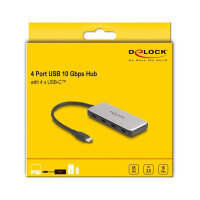 DELOCK USB 10 Gbps USB Type-C Hub mit 4 x USB Type-C Buchse und PD 85 Watt