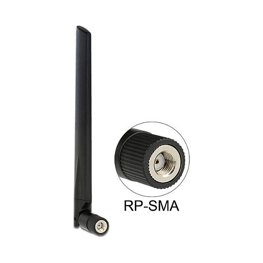 DELOCK Antenne WLAN RP-SMA 802.11 ac/a/h/b/g/n 3-5 dBi omni Gelenk schwarz