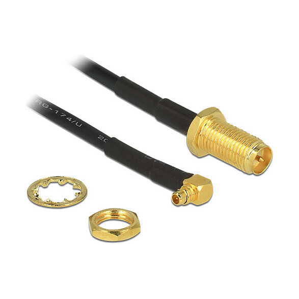 DELOCK Antennenkabel RP-SMA Buchse zum Einbau > MMCX 90 Stecker 320mm