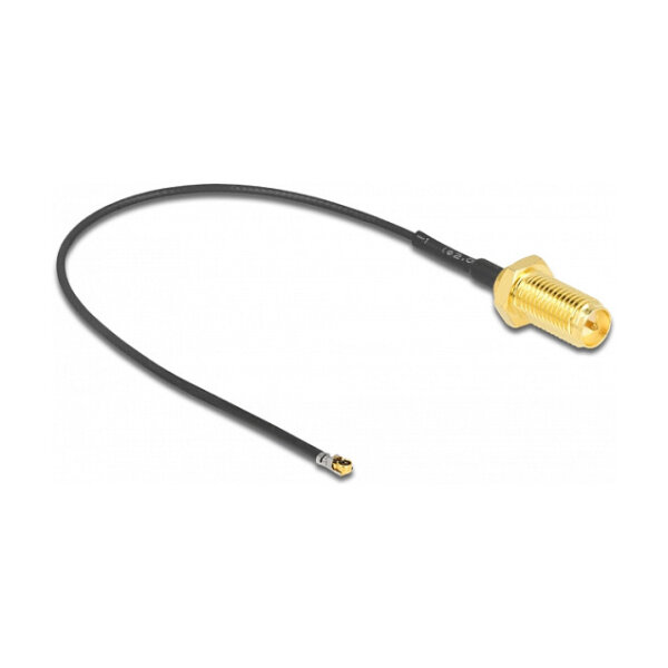 DELOCK Antennenkabel RP-SMA Buchse zum Einbau zu MHF 4L LK Stecker 1.37 10cm Gewindelnge 10mm
