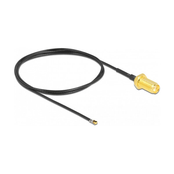 DELOCK Antennenkabel SMA Buchse zum Einbau zu MHF 4L LK Stecker 1.37 50cm Gewindelnge 10mm